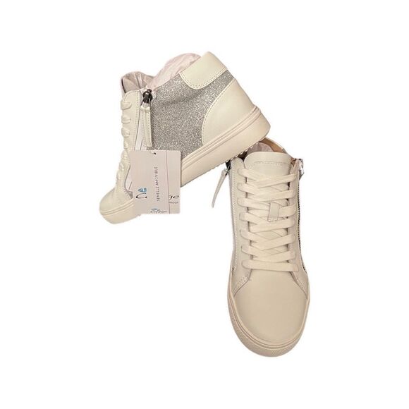 Aqua College Guliette Lace-Up Zip Sneakers- Silver Multi Leather- Size 7.5 - Picture 3 of 8